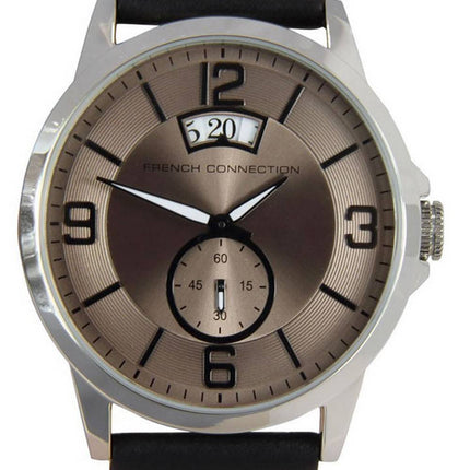 FCUK cadran marron bracelet en cuir quartz FC1209B montre homme