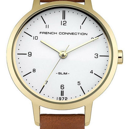 FCUK cadran blanc bracelet en cuir Quartz FC1256TG montre femme