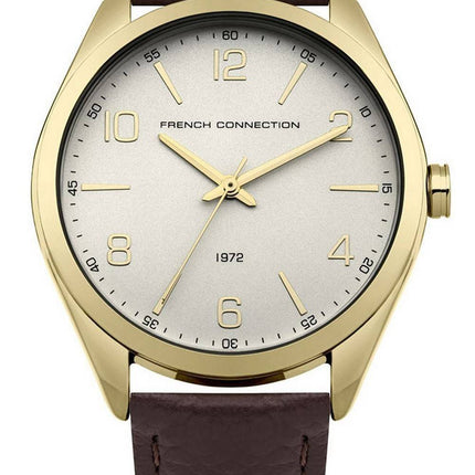 FCUK cadran gris bracelet en cuir Quartz FC1304TG montre femme