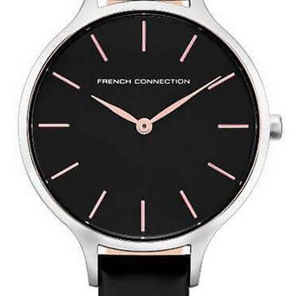 FCUK Cadran Noir Bracelet Cuir Quartz FCS1008B Montre Femme