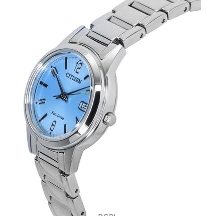 Montre Citizen Elegance pour femme, cadran bleu clair, acier inoxydable, Eco-Drive FE1241-71L