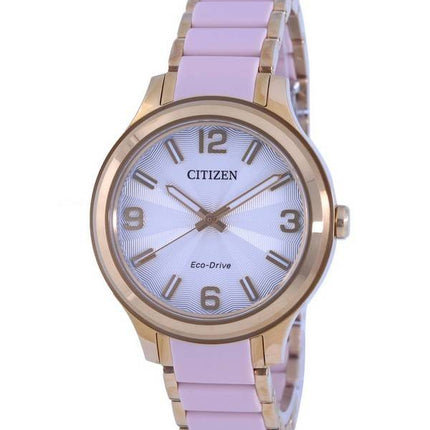 Citizen Silver Dial Two Tone Acier Inoxydable Eco Drive FE7078-85A 100M Montre Femme