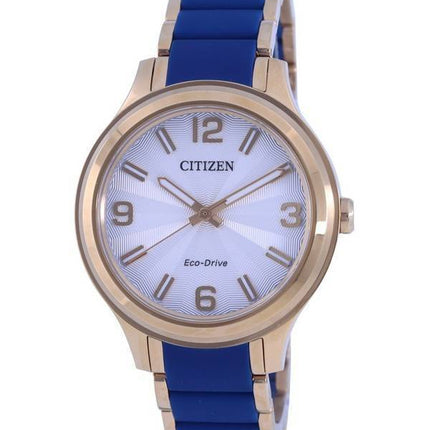 Citizen Silver Dial Two Tone Acier Inoxydable Eco-Drive FE7078-93A Water 100M Montre Femme