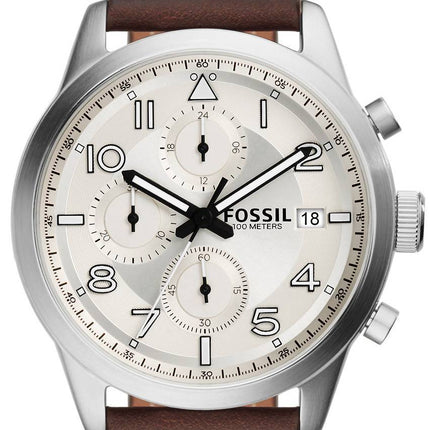 Fossile quotidienne chronographe en cuir brun FS5138 montre homme