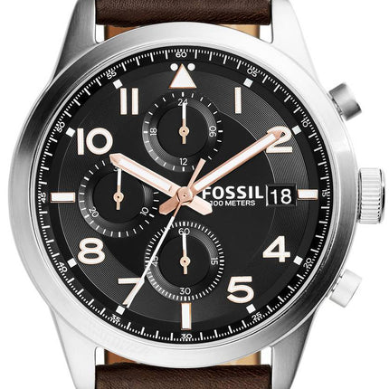 Fossile quotidienne chronographe en cuir brun FS5139 montre homme