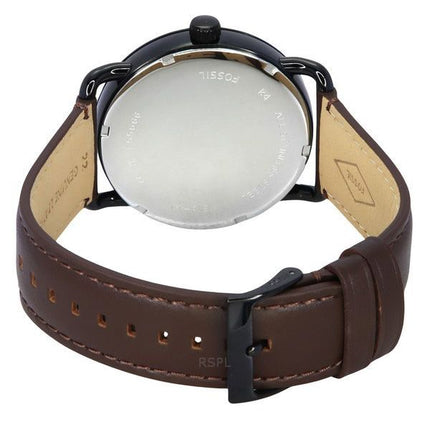Montre pour homme Fossil Copeland avec bracelet en cuir marron et cadran noir à quartz FS5666