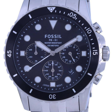 Montre Fossil FB-01 Chronographe Cadran Noir Acier Inoxydable Quartz FS5837 100M Homme