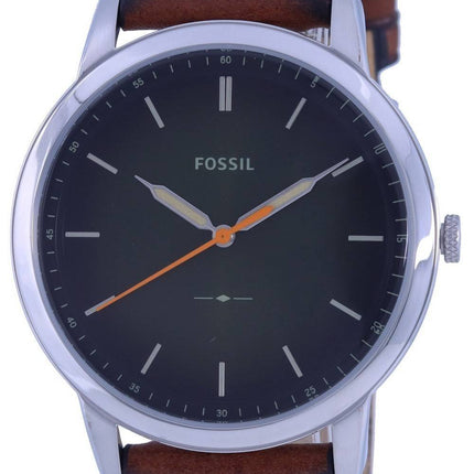 Montre pour homme Fossil The Minimalist Green Dial Bracelet en cuir Quartz FS5870