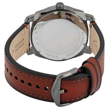 Montre pour homme Fossil Machine analogique LiteHide, bracelet en cuir, cadran gris, quartz FS5900