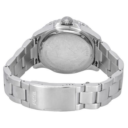 Montre pour homme Fossil Blue GMT en acier inoxydable avec cadran bleu et quartz FS5991 100M
