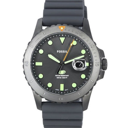 Montre pour homme Fossil Blue Dive avec bracelet en silicone et cadran gris FS5994 100M