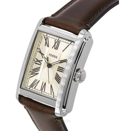 Montre pour homme Fossil Carraway avec bracelet en cuir et cadran crème à quartz FS6012