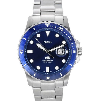 Montre pour homme Fossil Blue Dive en acier inoxydable avec cadran bleu et quartz FS6029 100M