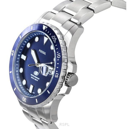 Montre pour homme Fossil Blue Dive en acier inoxydable avec cadran bleu et quartz FS6029 100M