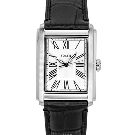 Montre homme Fossil Carraway FS6078, bracelet en cuir, cadran argenté, mouvement à quartz