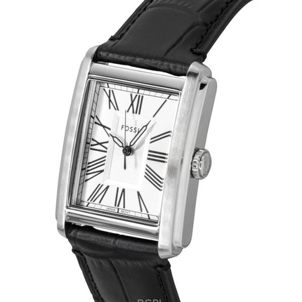 Montre homme Fossil Carraway FS6078, bracelet en cuir, cadran argenté, mouvement à quartz