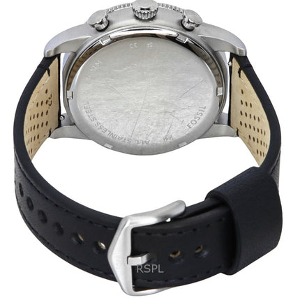 Montre chronographe Fossil Sport Tourer pour homme, bracelet en cuir, cadran rouge, quartz, FS6086