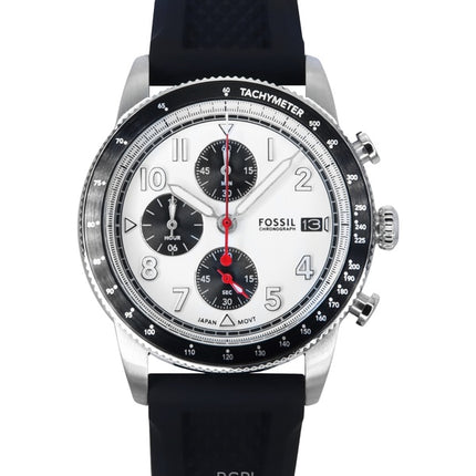 Montre chronographe Fossil Sport Tourer pour homme, bracelet en cuir, cadran blanc, quartz, FS6087