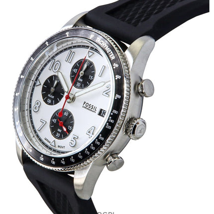 Montre chronographe Fossil Sport Tourer pour homme, bracelet en cuir, cadran blanc, quartz, FS6087