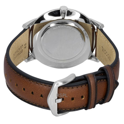Montre homme Fossil Minimalist FS6094 avec bracelet en cuir, cadran vert et mouvement à quartz