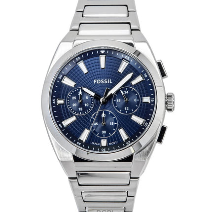 Montre chronographe Fossil Everett pour homme, acier inoxydable, cadran bleu, quartz, FS6104