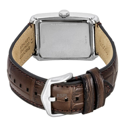 Montre homme Fossil Carraway FS6110, bracelet en cuir, cadran bleu soleillé, quartz