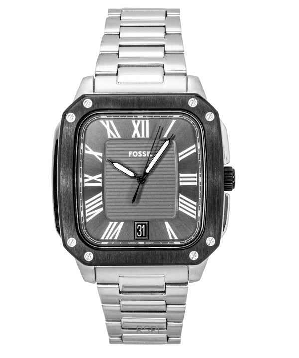 Montre homme Fossil Crosby FS6122 en acier inoxydable, cadran gris et mouvement à quartz