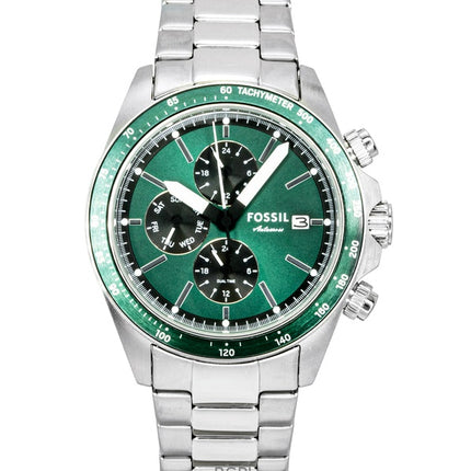 Montre homme Fossil Autocross multifonction en acier inoxydable, cadran vert, mouvement à quartz FS6127