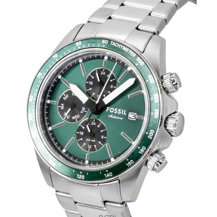 Montre homme Fossil Autocross multifonction en acier inoxydable, cadran vert, mouvement à quartz FS6127