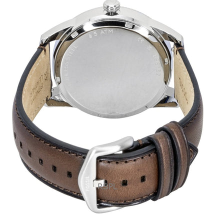 Montre homme Fossil Pearson multifonction, bracelet en cuir, cadran vert, mouvement à quartz FS6137