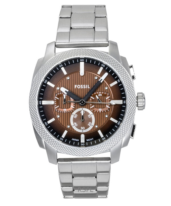 Montre homme Fossil Machine Chronographe en acier inoxydable, cadran marron, mouvement à quartz FS6144