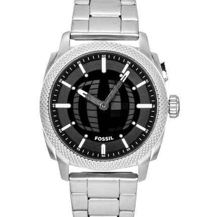 Montre femme Fossil Machine Big Tic analogique-numérique en acier inoxydable, cadran noir, mouvement à quartz FS6155