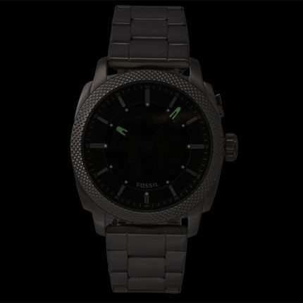 Montre femme Fossil Machine Big Tic analogique-numérique en acier inoxydable, cadran noir, mouvement à quartz FS6155