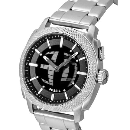 Montre femme Fossil Machine Big Tic analogique-numérique en acier inoxydable, cadran noir, mouvement à quartz FS6155
