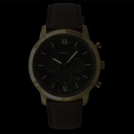 Montre homme Fossil Neutra Chronographe, bracelet en cuir marron, cadran bleu, mouvement à quartz FS6162