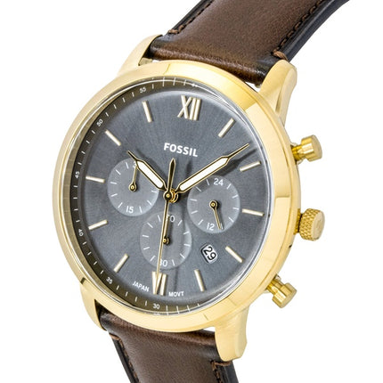 Montre homme Fossil Neutra Chronographe, bracelet en cuir marron, cadran bleu, mouvement à quartz FS6162