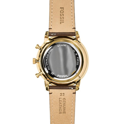 Montre homme Fossil Neutra Chronographe, bracelet en cuir marron, cadran bleu, mouvement à quartz FS6162