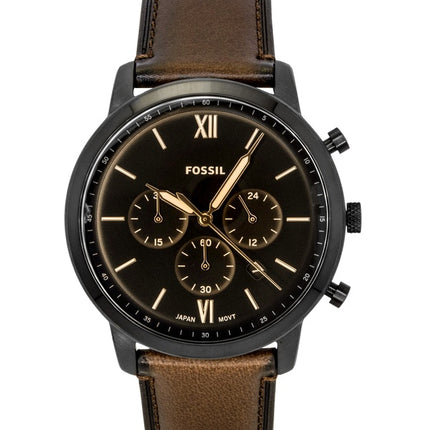 Montre homme Fossil Neutra Chronographe, bracelet en cuir marron, cadran marron, mouvement à quartz FS6163