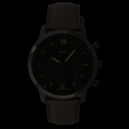 Montre homme Fossil Neutra Chronographe, bracelet en cuir marron, cadran marron, mouvement à quartz FS6163