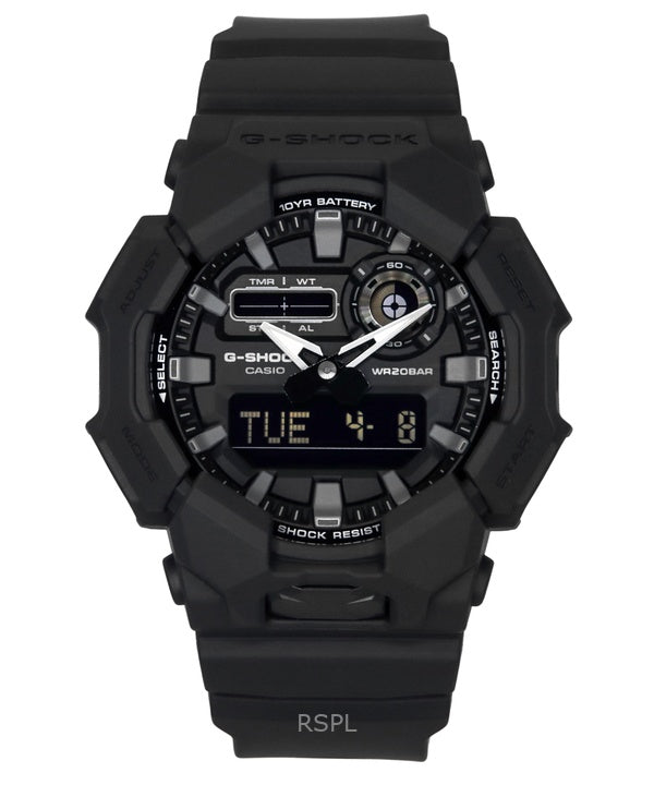 Montre Casio G-Shock analogique numérique pour homme, bracelet en résine biosourcée, cadran noir, quartz, GA-010-1A1, 200 m