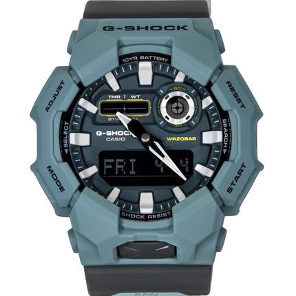 Montre Casio G-Shock analogique numérique à quartz pour homme, bracelet en tissu, cadran bleu, GA-010CE-2A, 200 m