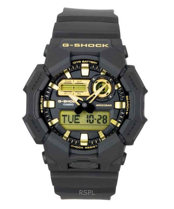 Montre homme Casio G-Shock GA-010GB-1A9, analogique-numérique, bracelet en résine biosourcée, cadran noir, mouvement à quartz, étanche à 200 m.