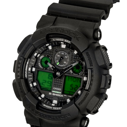 Montre homme Casio G-Shock analogique-numérique, cadran noir, résine, mouvement à quartz GA-100BEG-1A, étanche à 200 m