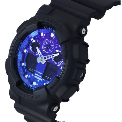 Montre Casio G-Shock analogique numérique à quartz pour homme, bracelet en résine, cadran bleu, GA-100FL-1A, 200 m