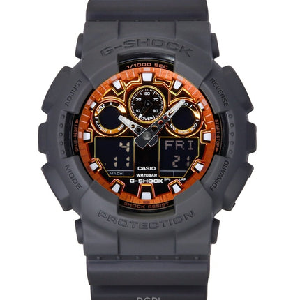 Montre Casio G-Shock analogique numérique à quartz pour homme, bracelet en résine, cadran multicolore, GA-100FL-8A, 200 m