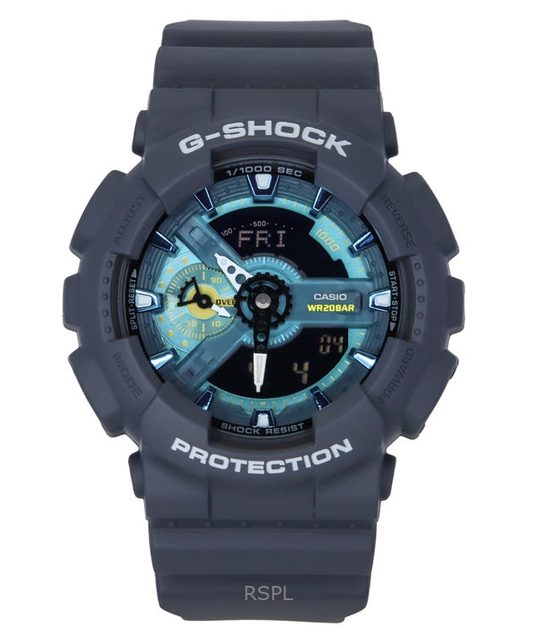 Montre homme Casio G-Shock analogique numérique en résine biosourcée, cadran bleu, quartz, GA-110AS-2A, 200 m