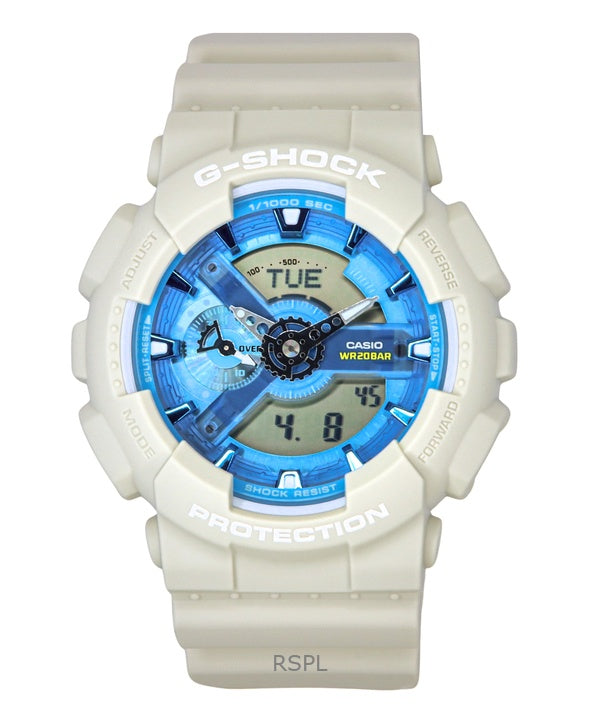 Montre homme Casio G-Shock analogique numérique en résine biosourcée, cadran bleu, quartz, GA-110AS-5A, 200 m