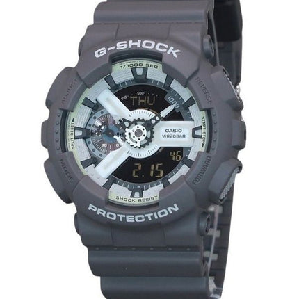 Montre pour homme Casio G-Shock Hidden Glow Series Bracelet en résine numérique analogique Cadran gris Quartz GA-110HD-8A 200M