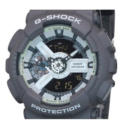 Montre pour homme Casio G-Shock Hidden Glow Series Bracelet en résine numérique analogique Cadran gris Quartz GA-110HD-8A 200M