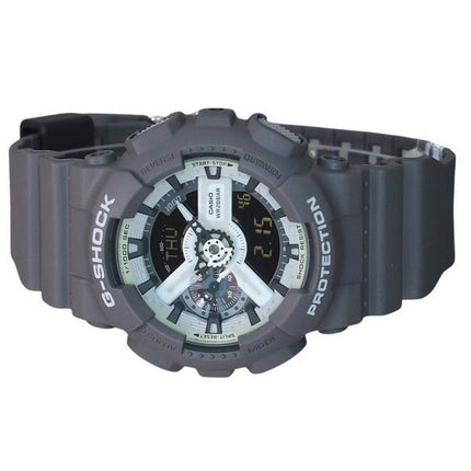 Montre pour homme Casio G-Shock Hidden Glow Series Bracelet en résine numérique analogique Cadran gris Quartz GA-110HD-8A 200M